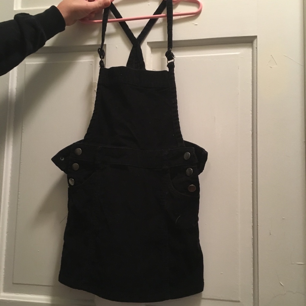 Black corduroy overall skirt